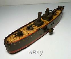 Vintage Lehmann TAKU Tin Windup Torpedo Gun Boat #671 c. 1913