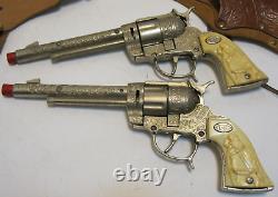 Vintage Leslie Henry Gene Autry 44 Cap Gun Pair With Holster