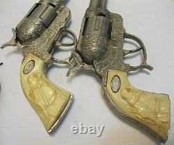 Vintage Leslie Henry Gene Autry 44 Cap Gun Pair With Holster