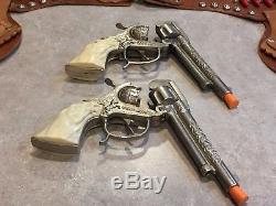 Vintage Leslie Henry Gene Autry Toy Cap Gun With Leather Studded Holster