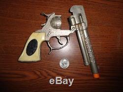 Vintage Leslie Henry Paladin Nickel Plated Diecast Repeater Toy Cap Gun c. 1960