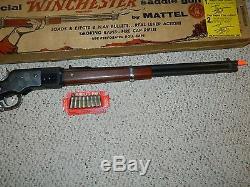 Vintage MATTEL WINCHESTER TOY SADDLE GUN RIFLE with BOX