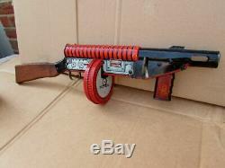 Vintage Marx GMAN Tommy Machine Gun Toy Lithograph Windup
