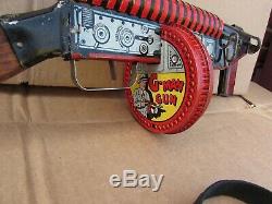 Vintage Marx GMAN Tommy Machine Gun Toy Lithograph Windup