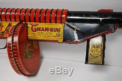 Vintage Marx Tin Litho Wind Up G-Man Toy Gun Wind Up Noise & Sparks WORKS SJ 77F