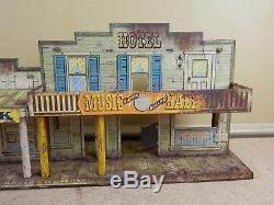 Vintage Marx Western Town Dodge City Gun Smoke Roy Rogers Metal Tin Litho Toy