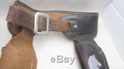 Vintage Matching Pair RESTLESS Cap Gun Pistols With Leather Belt Holster