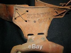Vintage Mattel Fanner 50 Genuine Cowhide Leather Belt Cap Gun Holster