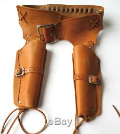 Vintage Mattel Fanner 50 double leather holster with 2 guns