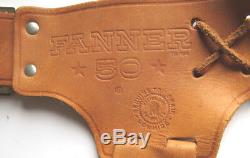 Vintage Mattel Fanner 50 double leather holster with 2 guns