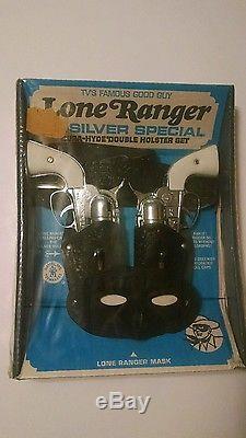 Vintage Mattel Lone Ranger Smoking Silver Special Cap Gun Set. MIB