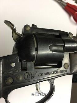 Vintage Mattel Shootin Shell Colt Six Shooter Rifle Toy Cap Gun Working