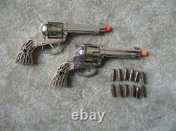 Vintage Mattel Shootin' Shell cap guns with Belt & 12 bullets 1958-65 GREAT