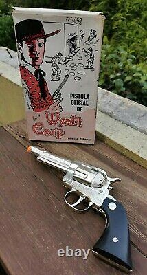 Vintage Mexican Die-cast Toy Gun Official Gun Toy Wyatt Earp New In Ob Mexico