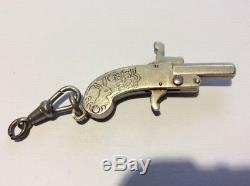 Vintage Miniature-Mechanical working Cap Gun Pistol Watch chain fob item