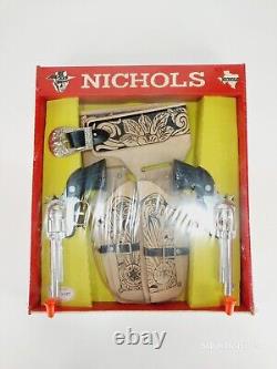 Vintage NICHOLS Cap Toy Gun 250 Shot Roll Cap Pistols & Holster Set