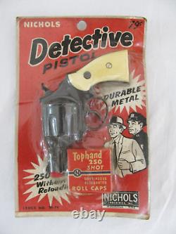 Vintage Nichols 250 Diecast Toy Cap Gun Detective Pistol #20-79 Sealed NOS