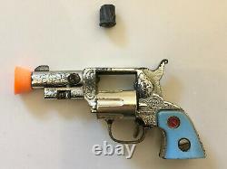 Vintage Nichols Pinto Toy Cap Gun with BLUE / TURQUOISE Grips and Red Box