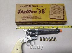 Vintage Nichols Stallion 38 Cap Gun with Box & 6 Two Piece Shells Very Clean