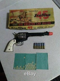 Vintage Nichols Stallion 45 Cap Gun Pistol Six Shooter Cap Pistol Original Box