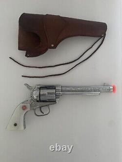 Vintage Nichols Stallion 45 Mark 2 Toy Cap Gun With Leather Holster