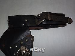 Vintage Old Child's Cowboy Western Leather Hopalong Cassidy Belt & Gun Holster
