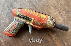 Vintage Old Collectible Children Playing Rubina Fire Sparkle Gun Tin Toy Japan