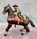 Vintage Old Haji Mark Cow Boy Horse With Gun Wind Up Litho Tin Toy Made In Japan