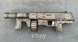 Vintage Old Rare Battery Operated Gun Toy Machine Gun Toy Japanese Litho Tin Toy