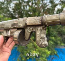 Vintage Old Rare Battery Operated Gun Toy Machine Gun Toy Japanese Litho Tin Toy