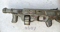 Vintage Old Rare Working Machine Gun Litho Tin Toy T. N Trade Mark Made In Japan