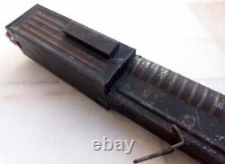 Vintage Old TM Trade Mark Wind Up Fire Sparkling Machine Gun Tin Toy Japan Made