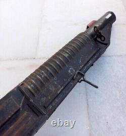 Vintage Old TM Trade Mark Wind Up Fire Sparkling Machine Gun Tin Toy Japan Made