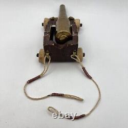 Vintage Orginal Handmade Brass Wood Kids Toy Military Gun Cannon
