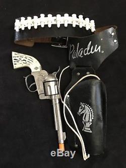 Vintage PALADIN cap gun with holster and 12-bullets, by Halco