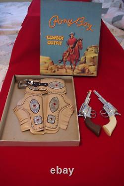 Vintage Ponyboy Cowboy Guns Never Fired & Holster Set Never Worn Original Box Mt