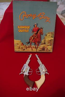 Vintage Ponyboy Cowboy Guns Never Fired & Holster Set Never Worn Original Box Mt