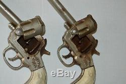 Vintage RARE 1940 STEVENS BUFFALO BILL plated cast iron Cap Gun SET & HOLSTER