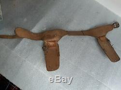 Vintage ROY ROGERS DOUBLE HOLSTER Leather toy gun belt. Estate find