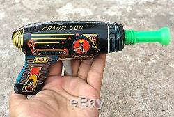 Vintage Rare Kranti Sparkling Friction Space Tin Toy Gun- Top Working Condition