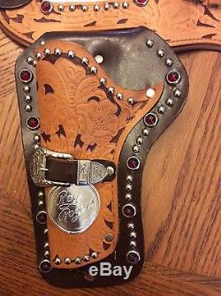Vintage Rare Roy Rogers Double Holster with Cap Guns