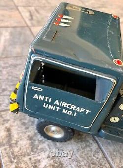 Vintage Rare Tin Litho Anti Aircraft No. 1 Battery Operated Gun Truck Non-Working
