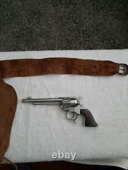 Vintage Roy Rogers Schmidt Toy Cap Gun, Leather Belt & Leather Holster