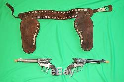 Vintage Roy Rogers Toy Cap Guns (pair) with Holster Set