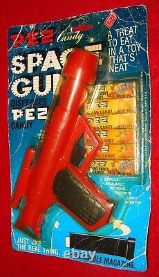 Vintage SEALED Pez Red Outer Space Gun Candy Dispenser with Candy Toy Raygun