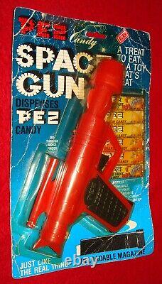 Vintage SEALED Pez Red Outer Space Gun Candy Dispenser with Candy Toy Raygun