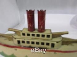 Vintage Schieble Pressed Steel Hill Climber Battleship / Gun Boat Toy G-509