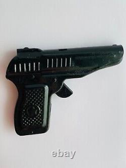 Vintage Soviet USSR Children's Tin Toy Pistol Gun Game Marked Black Collectibles