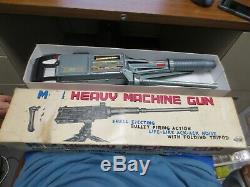 Vintage TADA Tin Litho Japanese M-3 Heavy Machine Gun Battery Powered Toy with Box