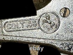 Vintage TOY HUBLEY 1959 COLT. 45 Diecast Nickel Engraved Cap Gun White Grips VGC